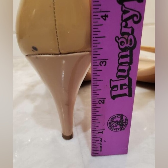 Gianni Bini Nude Patent Leather Ankle Strap Open Toe High Heel Sandals Sz 8 - Picture 5 of 10